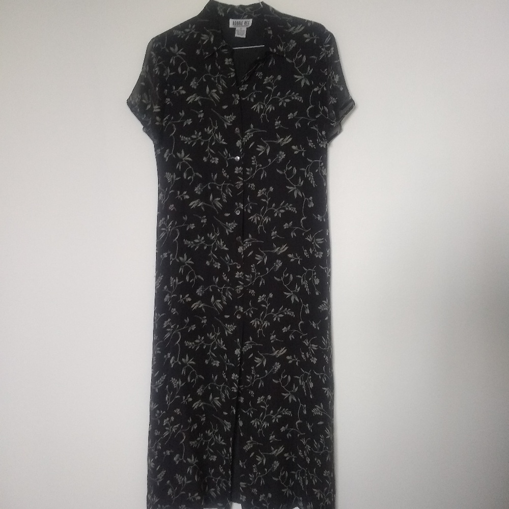 Silk wildflower prairie collared shirt dress maxi buttoned